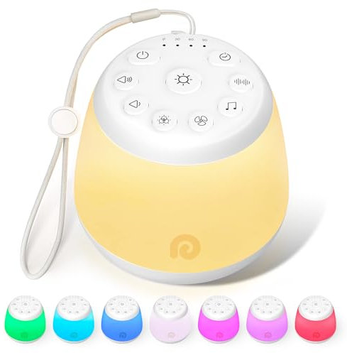 Dreamegg Máquina de Ruido Blanco -D16 Max Portátil Ruido Blanco Bebe con 24 Sonidos, USB-C Recargable Maquina Ruido Blanco con 8 Luces Nocturnas, Sonido Blanco Musica para Dormir Bebe, Regalos Bebe