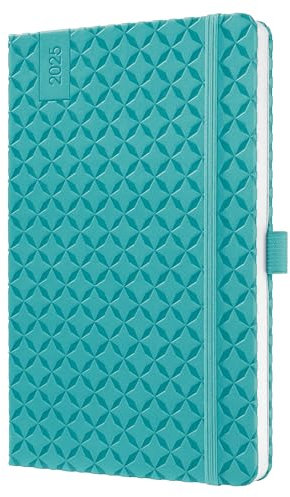 SIGEL J5103 Wochenkalender 2025 A5, Jolie, petrol, Hardcover, Gummiband, Stiftschlaufe, Einstecktasche, 174 Seiten, vegan, Buchkalender, Terminplaner