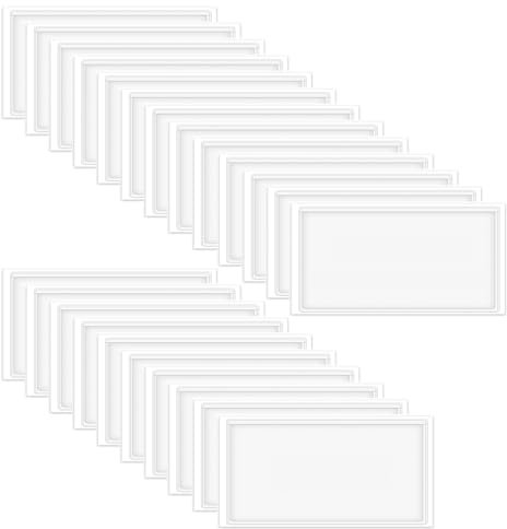 60 Stück Etikettenhalter Selbstklebend, 11 cm x 6 cm Transparent Selbstklebend Beschriftungsfensterfür Büro, Schule, Briefkasten