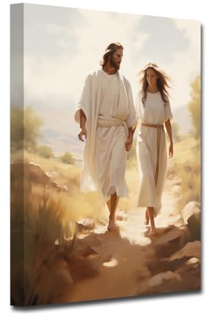 CXHOSTENT Jesus Leinwand Wandbilder Gott und Mädchen Kunstdrucke christliche spirituelle Bilder für Gebetsräume Kirchen Wanddekoration (B, 30.00 x 45.00 cms)