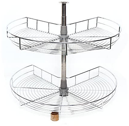 TAPMING Organizador giratorio de 270 grados para especias, con 2 niveles, con plato giratorio, armario de cocina, armario de esquina para cocina, mesa, encimera, cosméticos, metal, estable