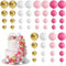 BOUBONI 48 Pcs Balls Cake Topper Decorations Balloon Cupcake Toppers Foam Cake Topper Balls Cake Balls Decorations for Birthday Party Wedding (Rose Red, Pink, White, Gold)
