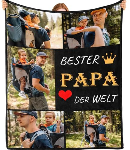 Bemaystar Vatertagsgeschenke für Papa - Geschenkideen für Vater, Personalisierte Geschenke zum Vatertag, Personalisierte Decke mit Foto,Fotodecke, Beste Papa Geschenk, Papa Geschenk, 75x100cm