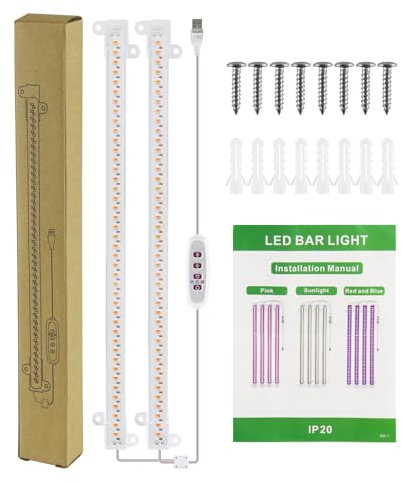 54 LED Grow Lights for Indoor Plants Full Spectrum - LED 5 Dimmable Levels Plant Lights with Auto ON/Off Timer Grow Light with 9 Dimming Level and Timer 2-Head Growing Lamp with USB [Energy Class A++]