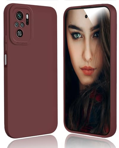 DESSEN Funda para Xiaomi Redmi Note 10s / Redmi Note 10 4G (6.43) Capa - Silicona Carcasa Antigolpes Protector Camara Móvil Case Cover Suave Delgada Bumper Anti-Huellas, Rojo Vino
