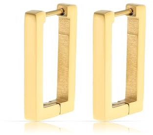 Made by Nami Creolen Gold Damen Eckig aus Edelstahl Wasserfester Schmuck Geschenk Freundin (Rechteck Gold)