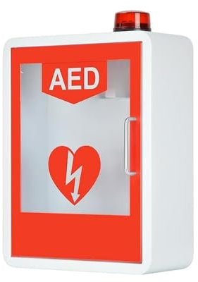 WOLWES AED-Schrank, AED-Defibrillator-Aufbewahrungsschrank, Wandmontierte Defibrillationsalarmbox, Sicher Und Geschützt Mit Sirenen Und Blinklichtern, Doppelschaltersteuerung, Passend For Die Meisten
