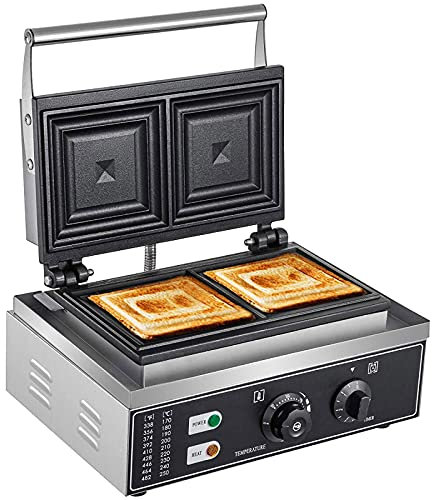 PurpleMinder Appareil à croque-monsieur professionnel 1500 W, 2 tranches, avec poignée refroidissante antiadhésive, température et temps réglables