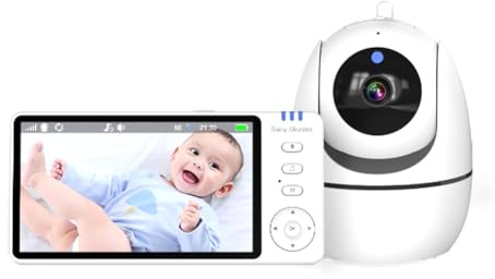 Osmond Monitor de video para bebés de 5 pulgadas para interiores, audio bidireccional, para madre y niños, 2.4 G, mini PTZ, cámara de seguridad para el hogar