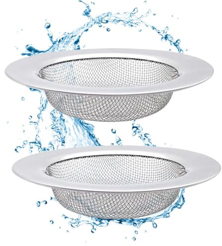 2Pcs Large Stainless Steel Kitchen Sink Strainer Plug, Bathroom Shower Hair Filter Catcher Drain Cover, Strainer Drain Protector Strainer Hole Cover