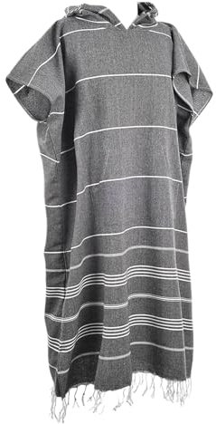 Ailan Premium Surf Poncho Umhang, Handtuch aus türkischer Baumwolle für Strand oder Pool, Dunkelgrau