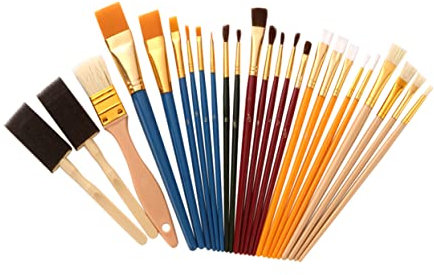 SEWACC Artistic Expressions 25-teiliges Malset Für Öl- Und Aquarellmalerei Pinselset Für Jungen Und Mädchen Für Erwachsene Einfache Detailkontrolle