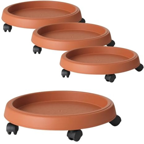 4er Set Pflanzenroller Outdoor Wetterfest Rollbrett Pflanzen Blumentopf Untersetzer mit Rollen Pflanzenroller Rund Blumenroller 30 cm
