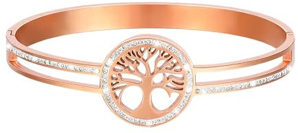Manfnee Armband Damen Rosegold Rostfreier Edelstah lBaum des Lebens Armspange Armband Damen Schmuck