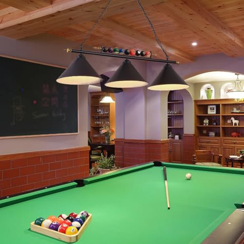 DOCJX Vintage Kronleuchter Billardlampe Pendelleuchte E27 Schwarz Industrieller Hängeleuchte Metall Schmiedeeisen Design Lampenschirm Höhenverstellbar Deckenleuchte Billardtisch Esstisch Restaurant Ba