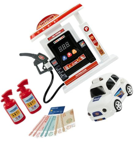 BESTonZON 1 Jeu jouets de voiture pour enfants jouet de pompe à essence station service décorative batterie voiture pieux jouet de station-service bricolage jouet éducatif pour enfants