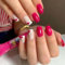 Mgmxbsth 24Pcs Square Fake Nails,Rose Red Press on Nails,One-sided French style Glossy Fake Nails, Stick on Nails with Designs Stick for Women and Girls (Sweet)