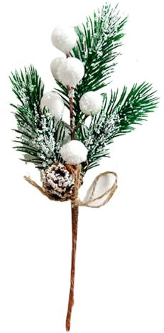 Rami di pino artificiale, rami di pino con foglie di agrifoglio, piccole bacche finte pigne, accessori per rami di fiori, pianta finta, piccoli rami di frutta a bacca rossa per interni