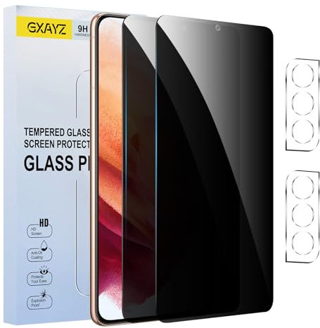 【2+2 pièces】Verre Trempé Protection Écran Anti-Espion pour Samsung Galaxy S21,Film de Protection en Verre Trempé, Anti-Espion,Dureté 9H