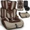 KIDUKU Seggiolino auto con coprisedile, cresce con il bambino, sedile, universale, approvato con la normativa ECE R129/03, 9-36 kg (1-12 anni), gruppo 1+2+3 (Marrone/Beige)