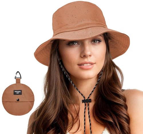 Durio Regenhut Damen Wasserdicht Fischerhut Damen Herren Anglerhut Bucket Hat Sonnenhut Faltbar Tragbar Outdoor Sommerhut Ziegelrot