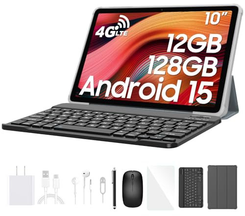 Blackview Tab 60 Pro Tablet Android 15 mit Tastatur, Tablet 10 Zoll mit Widevine L1, 12GB RAM+128GB ROM/2TB TF, T606 Octa-core Gaming, Dual 4G SIM, 5G WiFi, 7700mAh/Face ID/GMS/GPS