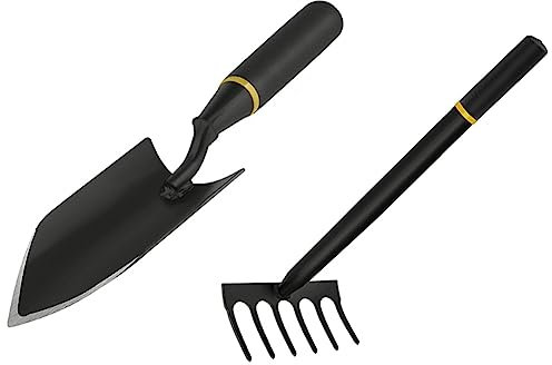 Rtauhife 2-Teiliges Gartenwerkzeug, Kelle, Gartengerät, Bestehend Aus Einer Schmalen Schaufel mit Einer Länge Von 32 cm und Einem Vertikutierer mit Einer Länge Von 41 cm