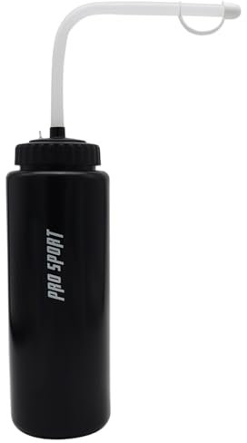Botella de Agua de Hockey, Botella de Agua portátil sin BPA con Paja, Ideal para Gimnasio, Actividades al Aire Libre, Negro, con Paja