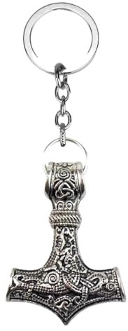 KREATIONS Mjolnir Porte-clés marteau de Thor Amulette Viking Bijoux Homme, K112-silver, S