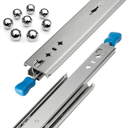Robuste Schubladenschienen mit Verriegelung – Vollauszug 120 kg Kapazität, Schubladenschienen für Ausziehtisch und Werkzeugkasten, Seitenmontage, 1300 mm Länge