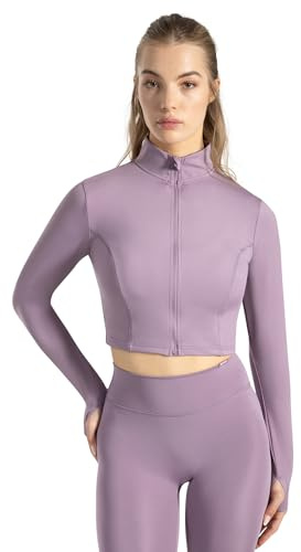 SMILODOX Crop Jacke Damen Nilai, figurbetonte Sportjacke mit Stehkragen, Frontzipper & Daumenlöchern, Funktionsjacke, ideal für Alltag, Training, Athleisure, Fitness, Yoga & moderne Activewear