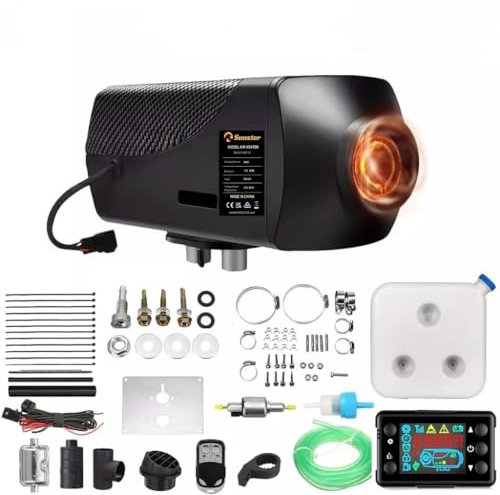 Sunster 2KW Diesel Heater, 12V 24V Parking Diesel Heater with Silencer LCD Switch & Remote Control For Truck, Boat, Car Trailer, Motorhomes, Campervans, Caravans, Tents
