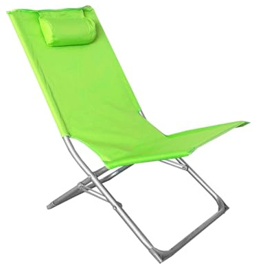 Acomoda Textil – Hamaca Plegable con Respaldo Reclinable y Cojín Integrado para Jardín, Playa o Piscina 76x48x47 cm. Tumbona Portátil Ligera Estable y de Fácil Almacenaje Ideal para Exterior (Verde)