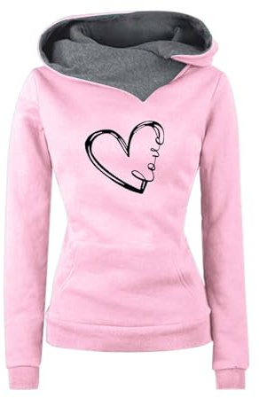 Nuoke Women's Hoodie Casual Slim Hoodie imprimé Amour Plus Pullover à Capuche