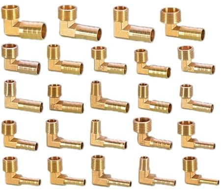 YAKUFAST Connettore Pagoda 6 8 10 12 13 14 16mm Connettore portagomma Filettatura coda 1/8 1/4 3/8 1/2 3/4 Raccordi for tubi in ottone filettati 1BSP Gomito(3l8 14mm)