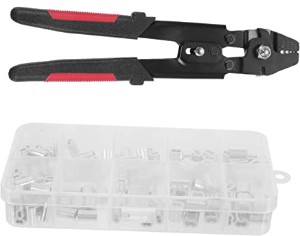 MOTHNUR Pince Sertir Câble Inox Portable Acier Robuste Outil Électricien avec Verrou de Sécurité Kit Ferrule pour Câbles et Cordages Acier