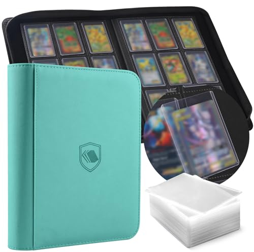 Toploader Binder, Holds 360 Toploaders, 100 Toploaders INCLUDED, 9-Pocket PU Cover Top Loader Binder for 3 x 4 Rigid Toploaders, Ringless Double-Sided Toploader Card Binder for TCG, Sport Cards