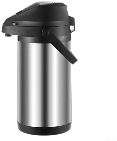 Zoegneer Dispenser per caffè Airpot isolato in acciaio inox con azione a pompa, caraffa termica sottovuoto a doppia parete per bevande calde o fredde, spazzola per la pulizia inclusa (1,6 litri)