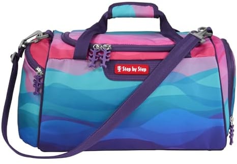 Step by Step Sporttasche „Dolphin Lana“, blau-rosa, mit Nasswäschefach, Abnehmbarer Tragegurt, Verstellbarer Schultergurt, für Mädchen 1. Klasse, 13L