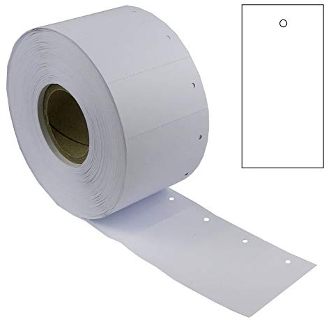 3 Rollen Kartonetiketten 30x60mm weiß unbedruckt perforiert mit Loch | für Etikettierpistole, Fadenlochung, Sicherheits- & Heftfäden
