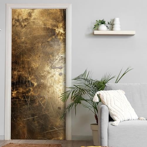 Türtapete selbstklebend blasenfrei | 200 x 90 cm Goldene Struktur | Tür Aufkleber Türfolie | Einteilig | Wasserfest 3D Türaufkleber Klebefolie Türposter Möbelfolie