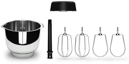Ankarsrum Premium Rührbesen-Set mit 3,5 l Edelstahlschüssel | Schneebesen & Flachrührer aus Edelstahl, für Sahne, Eischnee, Baiser, Keksteig & Buttercreme, made in Sweden