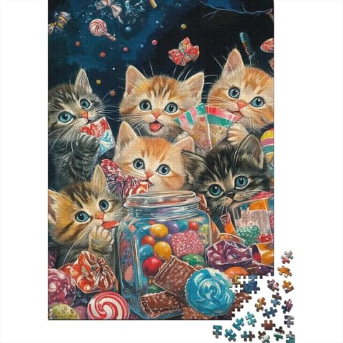 Gatos dulces de cristal, 1000 unidades, para adultos, mini puzzle | 52 x 38 cm, cartón, decoración de salón, perfecta malla para aliviar el estrés