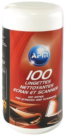 APM 100 Lingettes Nettoyantes pour Lunettes, Écrans TV, PC, Smartphones et Appareils Photo, Sans Alcool, Garantie Zéro Rayure, Effet Antistatique, 600103