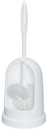 WENKO WC-Garnitur Mod. Standard freistehende Toilettenbürstenhalter mit Randreiniger WC-Bürste Badaccessoire Kunststoff Weiß Ø 14 x 40 cm geeignet für Bad Gäste-WC Badezimmer Zubehör Klorollenhalter