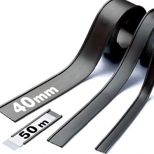 Magnet C-Profil magnetische Etiketten-Halter beschreibbar mit Papier und Schutzfolie 40mm breit x 50m Rolle - Ideal für Labels Preis-Schilder Namensschilder Lager-Beschriftung magnetisch