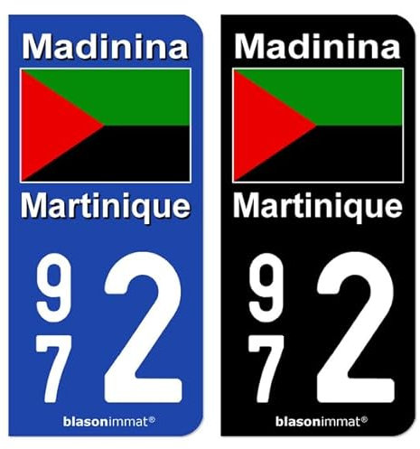 blasonimmat 2 Autocollants Plaque immatriculation 972 Martinique - Drapeau Nationaliste