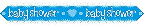 9ft Banner Baby Shower Blue Holographic Dot