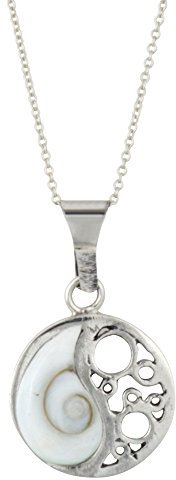 Silverly Frauen 925 Sterling Silber Weiß Shiva Eye Ying Yang Filigree hängende Halskette, 46 cm