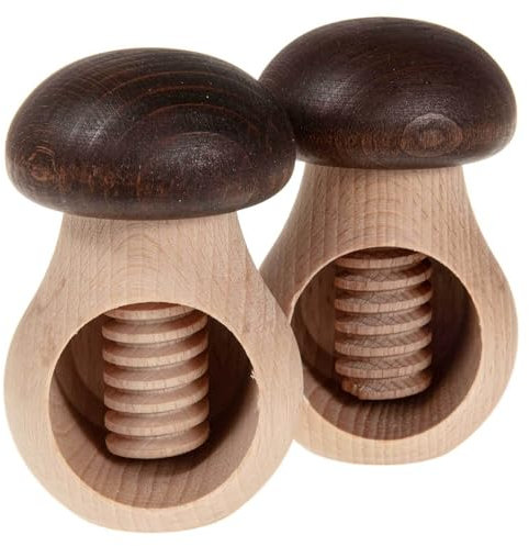 SIDCO Nussknacker Pilz 2 x Holz Nussschraube Steinpilz Nussbrecher mit Schraubgewinde